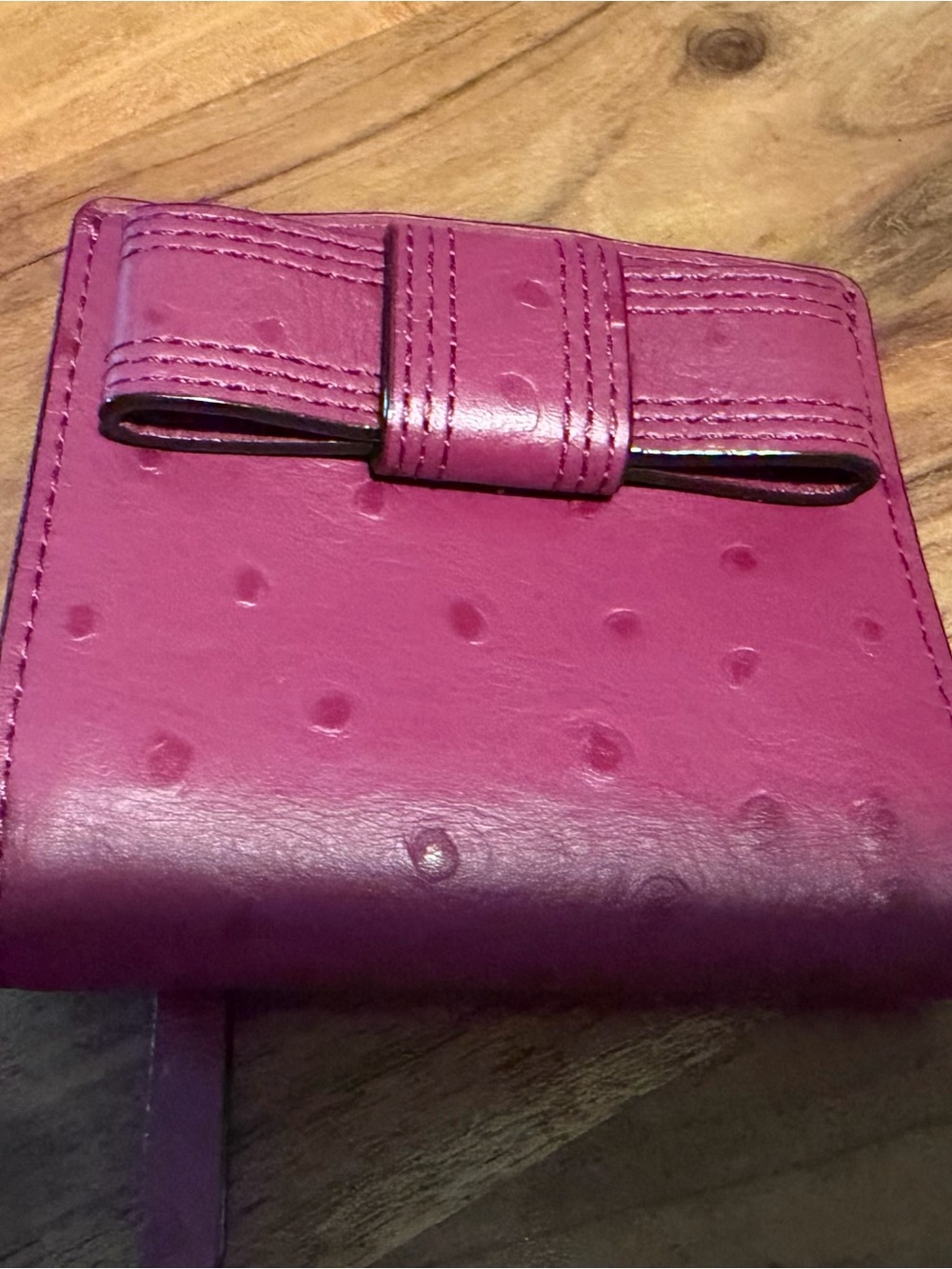 Kate Spade Fuchsia Ostrich-Texture Bow Wallet